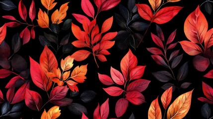 Seamless pattern of watercolor autumn leaves motifs ideal for festive decoration and print creation