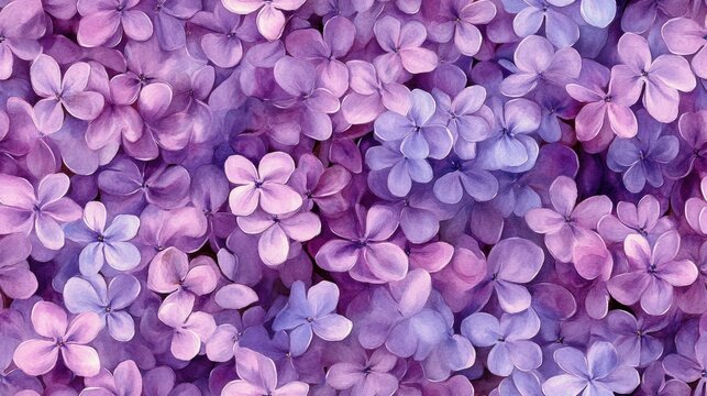 Seamless floral watercolor pattern featuring lilac flowers vibrant spring background for holiday postcards and celebrations