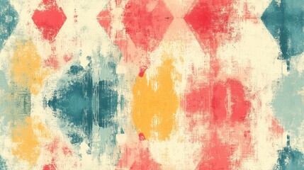 Bohemian tie dye grunge seamless pattern featuring Egyptian ethno motifs with subtle washed paint texture perfect for swimwear and summer designs