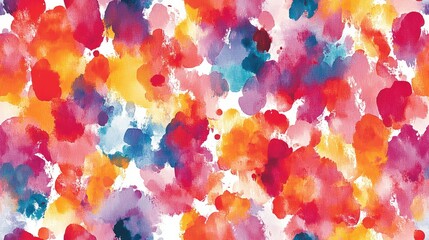 Seamless pattern of abstract watercolor splashes in vibrant colors ideal for background textures and decorative wrappers