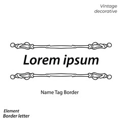 tag name border, aesthetic, vintage and vector border design elements