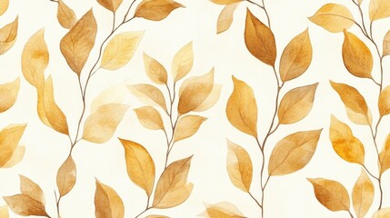 Obraz premium Seamless hand drawn watercolor leaves and branches pattern on an isolated background perfect for fabric design and stationery nature inspired decor