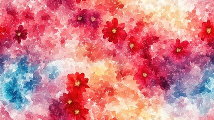 Fototapeta premium Seamless floral heart pattern on invitation cards showcasing elegant watercolor artistry