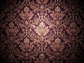 Fototapeta premium Vintage Watercolor Dark Damask Pattern Design Featuring Minimalist High Contrast Elements for Elegant Backgrounds and Textiles