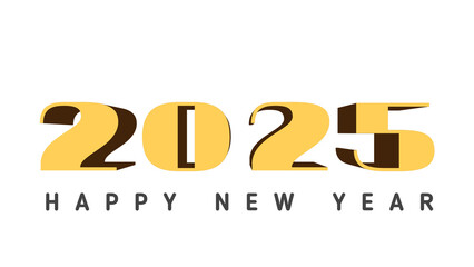 Happy New Year 2025 Transparent background vector. New Year 2025 text design. New year 2025 vector design with realistic 3D numbers and letters.