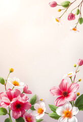 spring flyer or poster Template Illustration with spring floral border