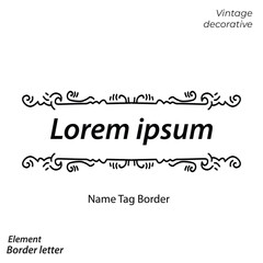 tag name border, aesthetic, vintage and vector border design elements