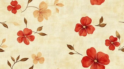 Seamless allover floral pattern on textured background ideal for textile and wallpaper designs