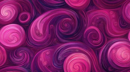 Seamless swirl pattern in vibrant magenta hues on an abstract background perfect for boho inspired designs and artistic wallpapers