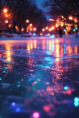 Obraz premium An ice skating rink with a live band playing nearby. Skaters move to the rhythm of the music, creating a lively, Generative AI