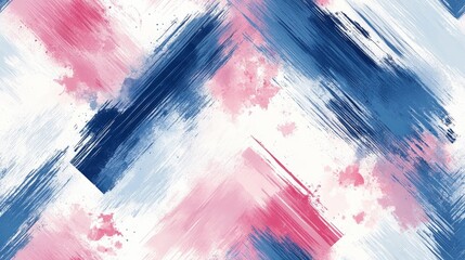 Trendy seamless pattern showcasing white brushed fabric blue zigzag lines rose watercolor splashes and ethnic inspired textures ideal for textile designs fashion and home decor
