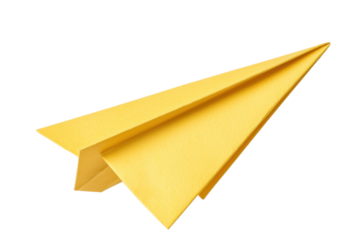 A bright yellow paper airplane designed for fun and creativity in leisure activities.