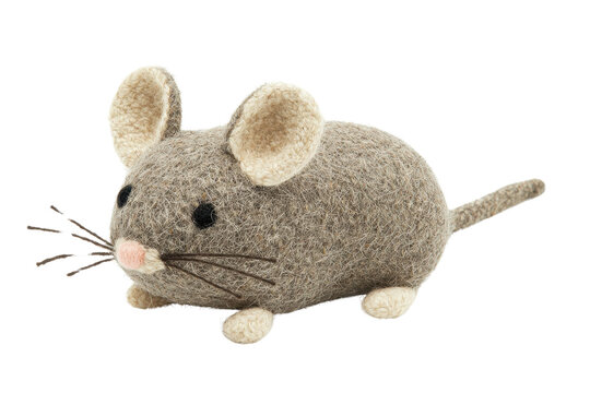 Cute felted mouse toy, perfect for children's playtime and imaginative adventures.