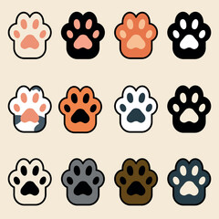 Cute Cat Paw Vector Icons Set - Animal Paw Print Illustrations for Pet Designs © Marco