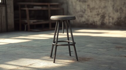 3D Rendering of an Industrial Style Metal Stool