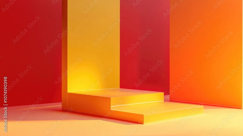 Poster 3d rendering of a warm toned gradient background with saturated yellow to red transitions for produc