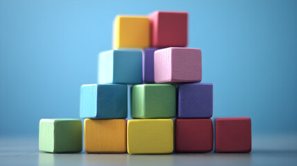 Colorful blocks being stacked one by one
