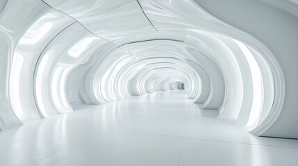 Obraz premium 3D rendering of a white and gray futuristic background with abstract creative graphics for decorative interior design