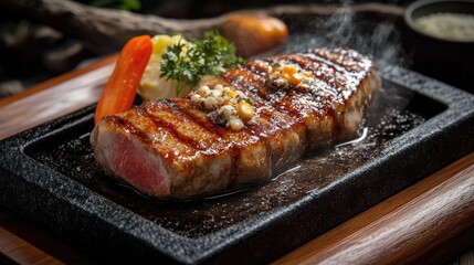3D rendering of a pork steak dish