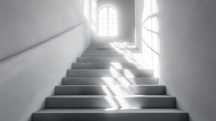 3D rendering of a stairway leading to an upper level