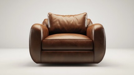 3D rendering of a modern leather chair in dark brown designed for kitchen furniture