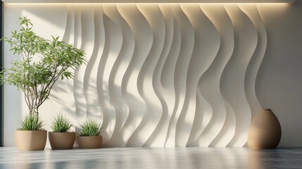 Unique decorative wall panel interior design 3D rendering illustration