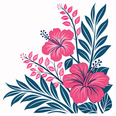 Outline flower ad Leaf set for artistic designs