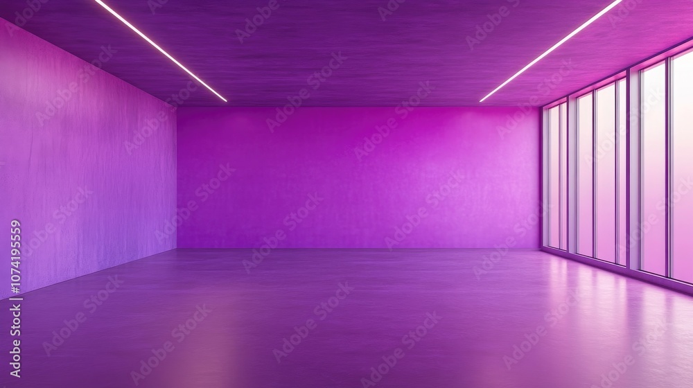 Poster 3d rendering of a purple empty studio room with a gradient background designed for product display