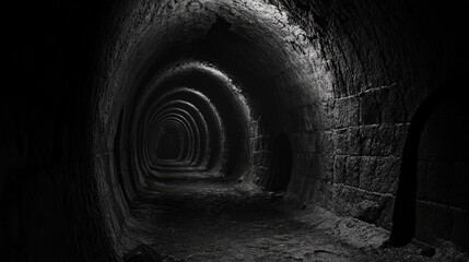 Naklejka premium 3D rendering of a dark eerie tunnel