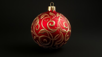 Red Christmas ball isolated on black background