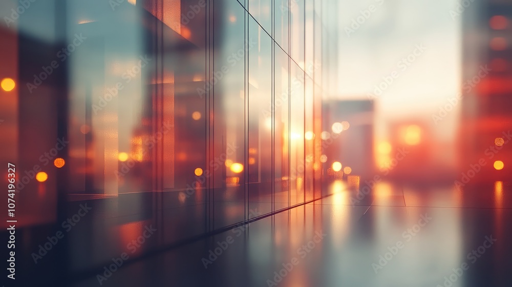 Poster blurred abstract background featuring a 3d rendering of a building