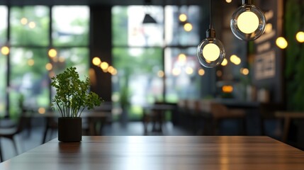 Abstract blurred scene featuring a restaurant in a 3D rendering