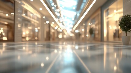 Obraz premium 3D rendering of an abstract bokeh and blurred luxurious shopping mall interior ideal for background use