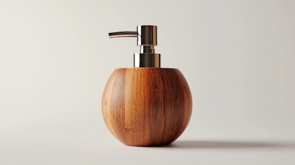 Obraz premium 3D rendering of a wooden liquid soap dispenser isolated on a white background