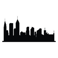 Fototapeta premium City silhouette land scape. City landscape. Downtown landscape with high skyscrapers. Panorama architecture buildings illustration. Urban life, Modern Cityscape