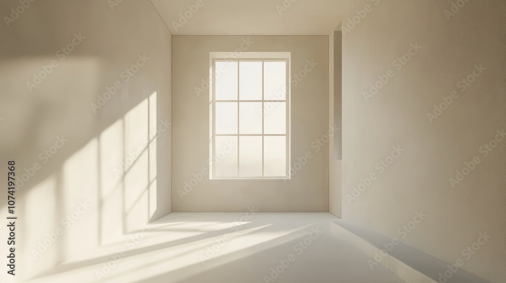 Poster empty interior space featuring a window 3d rendering