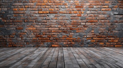 3D rendering of an aged vintage brick wall backdrop