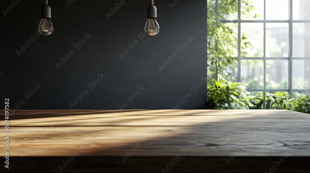 Poster empty tabletop in 3d rendering