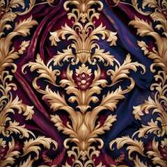 Damask ornament pattern texture Vector. Royal fabric background. Luxury decors textile Generative AI