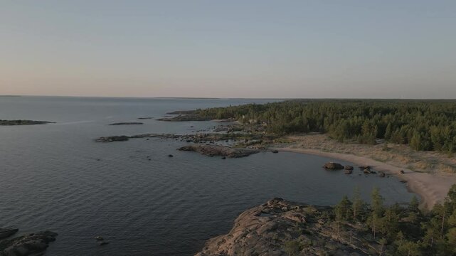 Rocky Coastline and beaches on the west coast of Finland, Archipelago of Gulf of Bothnia and Baltic sea