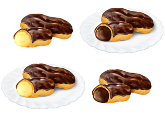ベクター　エクレア　チョコレート　カスタードクリーム