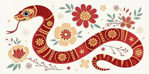 Obraz premium These illustrations emphasize the cultural significance of the Year of the S while incorporating decorative elements suitable for home decor.