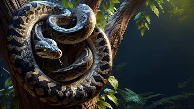 Python sitting on the tree