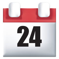 3D calendar with date 24 on white background