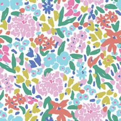 Vector cute floral seamless repeat pattern digital artwork