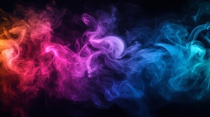 Colorful Smoke Waves in Vibrant Shades of Blue, Pink and Orange Illustrating Artistic Background for Creative Projects and Digital Designs