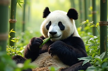 giant panda eating bamboo