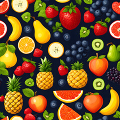 fruit and berries seamless pattern