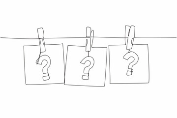 National Trivia Day. Reminders note paper with question mark written inside, hanging with cloth pin on clothesline. Celebrating annual event concept. Vector design illustration art.