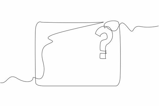 National Trivia Day. One single line drawing of rectangle with question mark hanging. Challenge a trivia contest, host one at home or attend a trivia night. Celebrate annual event. Vector illustration